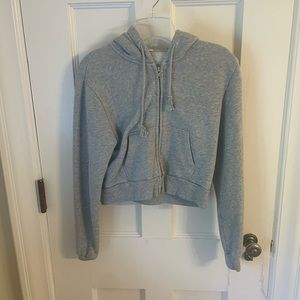 John Galt cropped grey zip up